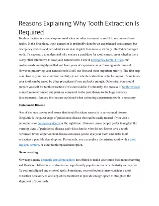 Reasons Explaining Why Tooth Extraction Is Required