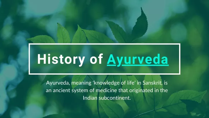 history of ayurveda