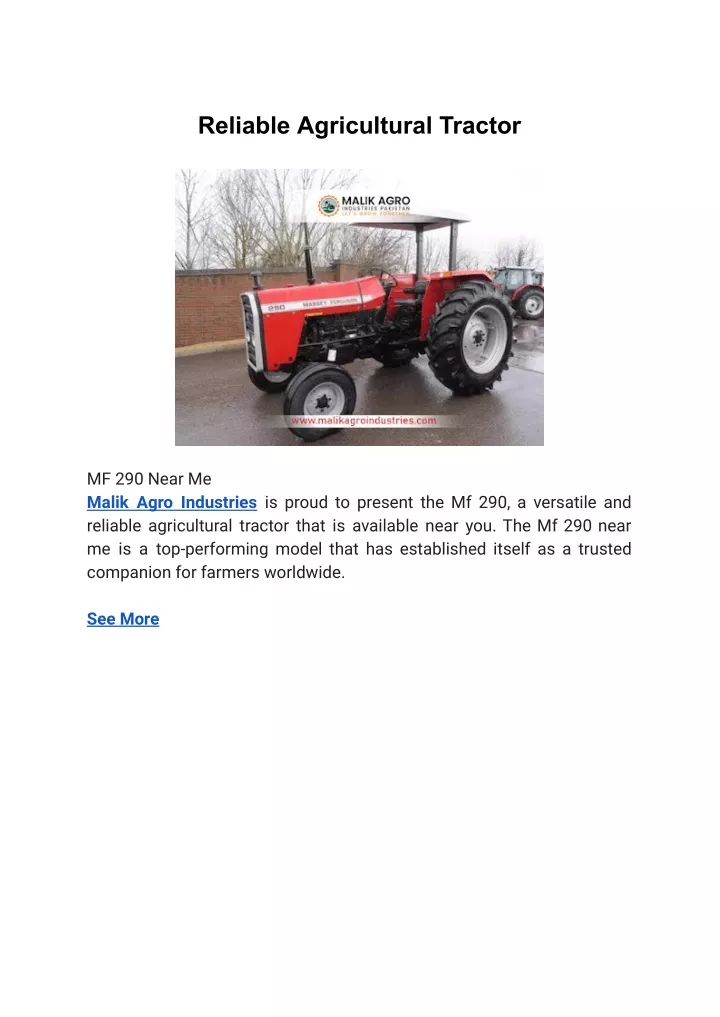 reliable agricultural tractor