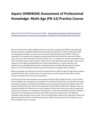 aquire oh004oae assessment of professional
