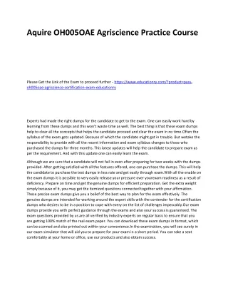 aquire oh005oae agriscience practice course