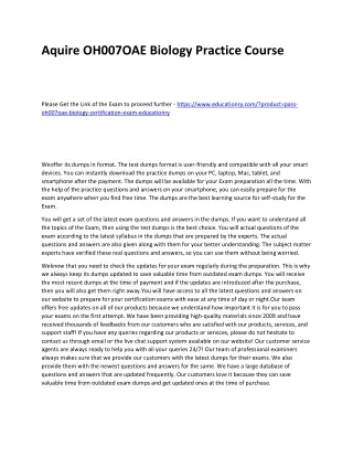 aquire oh007oae biology practice course