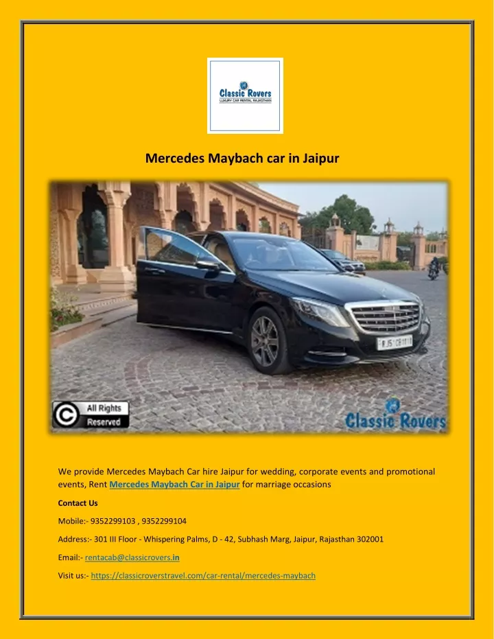 mercedes maybach car in jaipur
