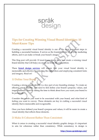 Tips for Creating Winning Visual Brand Identities 10 Must-Know Tips