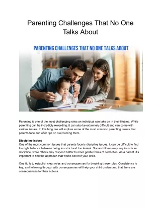 Parenting Challenges That No One Talks About