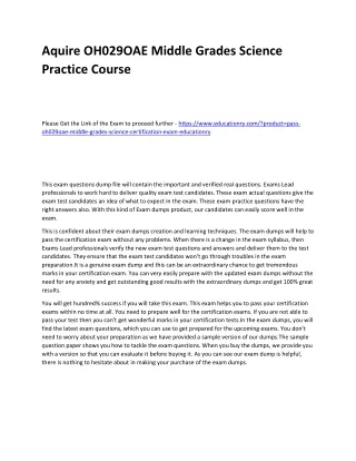 aquire oh029oae middle grades science practice