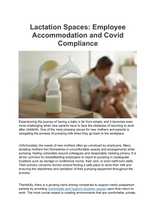 lactation spaces employee accommodation and covid