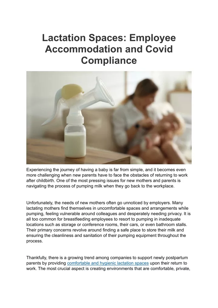 lactation spaces employee accommodation and covid