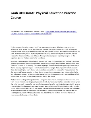 grab oh034oae physical education practice course