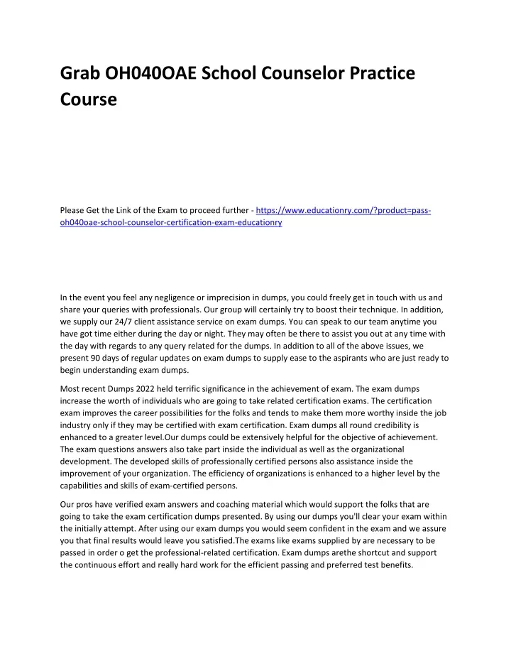grab oh040oae school counselor practice course
