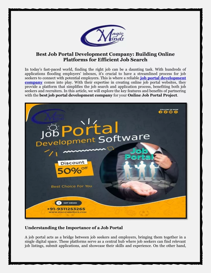 best job portal development company building