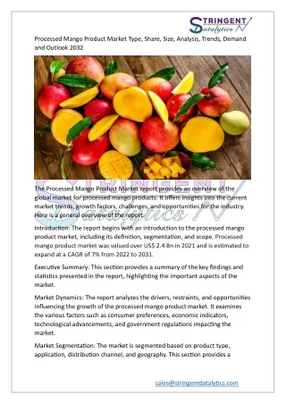 processed mango product market type share size
