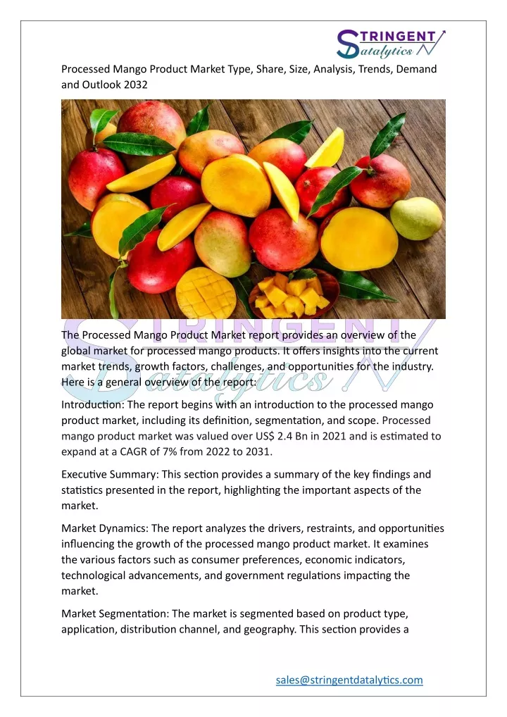 processed mango product market type share size