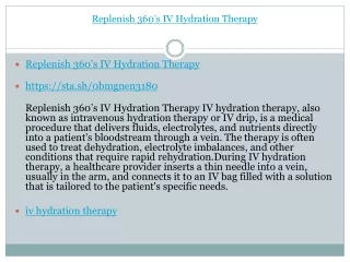 Replenish 360’s IV Hydration Therapy