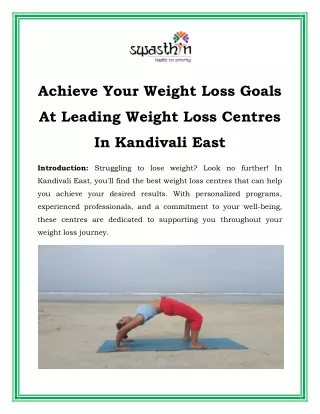 Achieve Your Weight Loss Goals At Leading Weight Loss Centres In Kandivali East