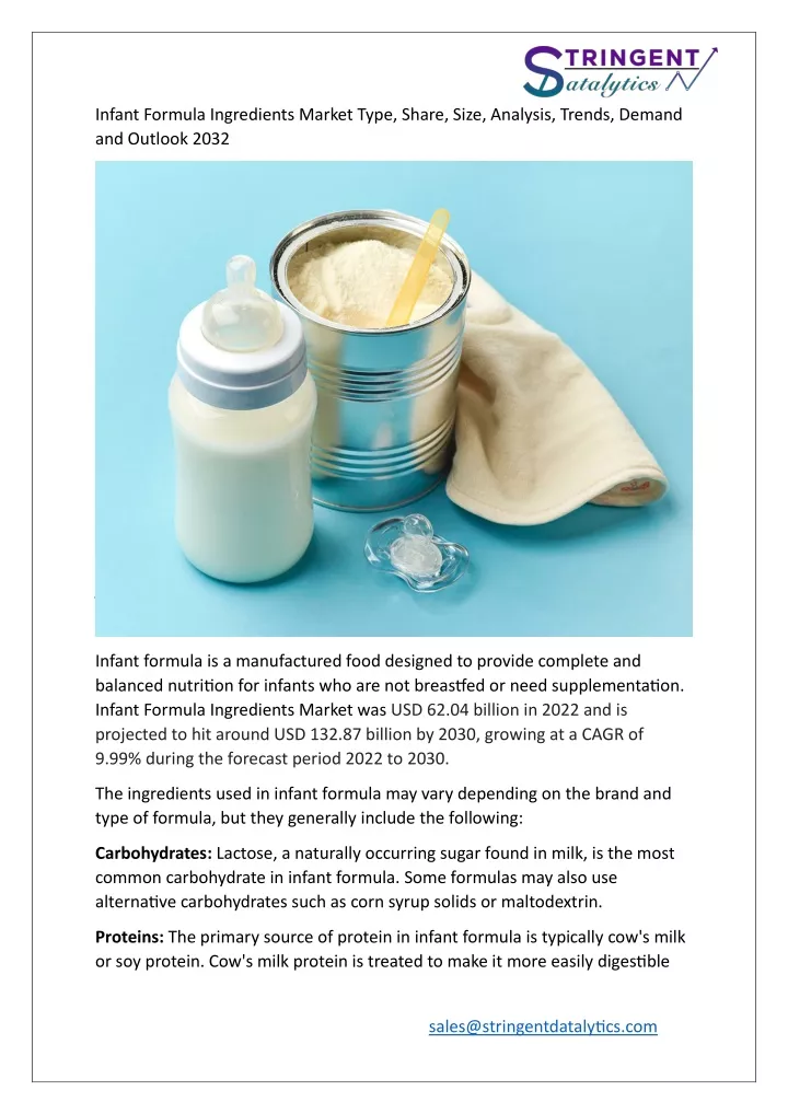 infant formula ingredients market type share size