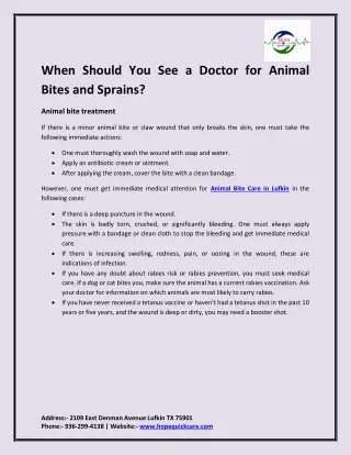When Should You See a Doctor for Animal Bites and Sprains?