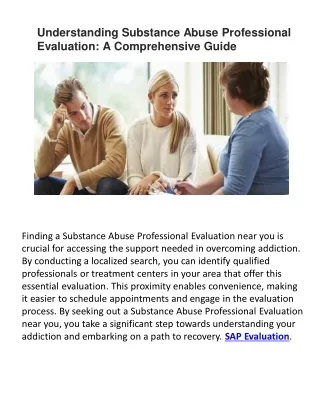 Understanding Substance Abuse Professional Evaluation: A Comprehensive Guide