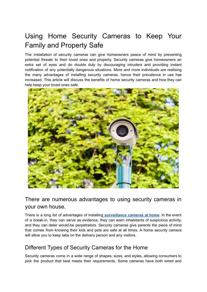 using home security cameras to keep your family