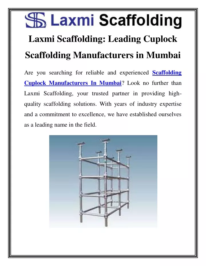 laxmi scaffolding leading cuplock