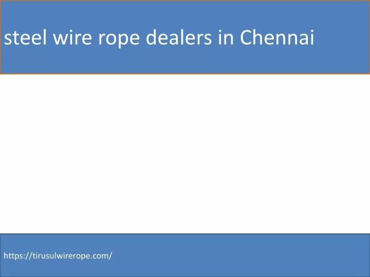 steel wire rope dealers in chennai