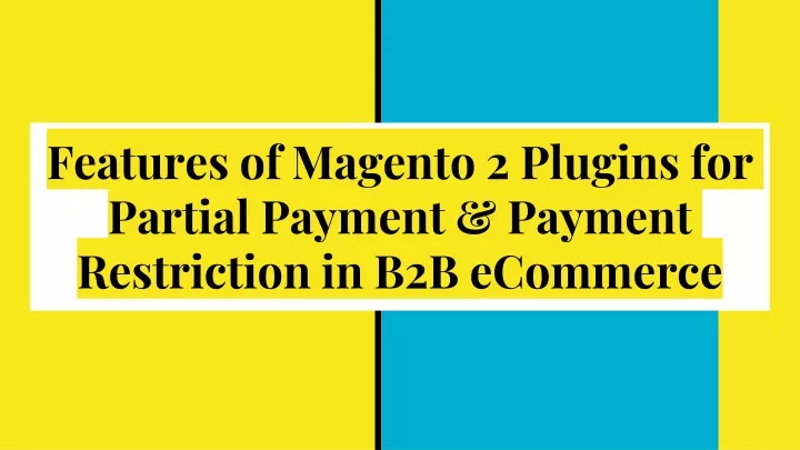 features of magento 2 plugins for partial payment payment restriction in b2b ecommerce