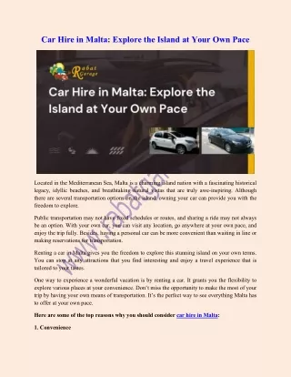 Car Hire in Malta - Explore the Island at Your Own Pace
