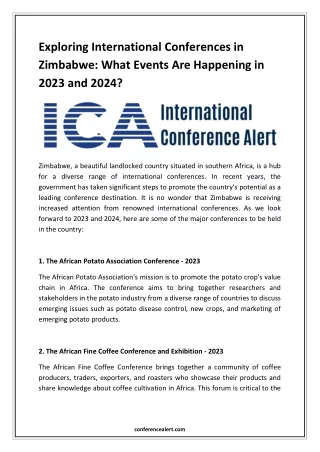 Exploring International Conferences in Zimbabwe: What Events Are Happening in 20