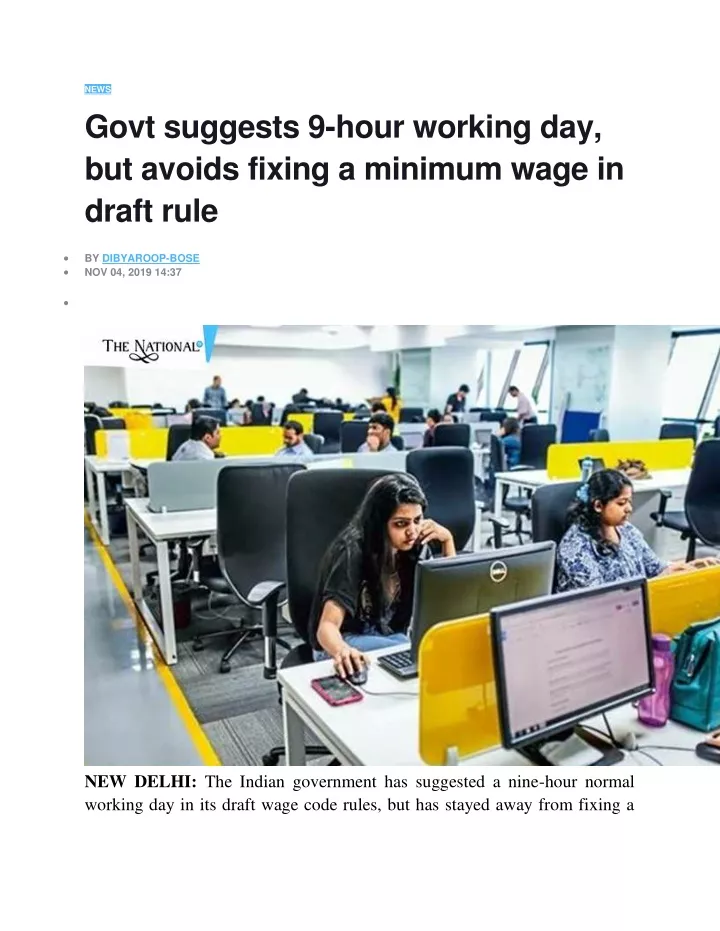 news govt suggests 9 hour working day but avoids