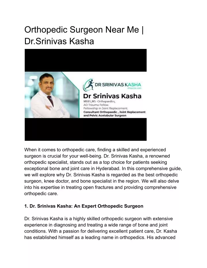 orthopedic surgeon near me dr srinivas kasha