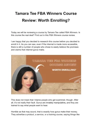 Should You Enroll FBA Winners Course Review