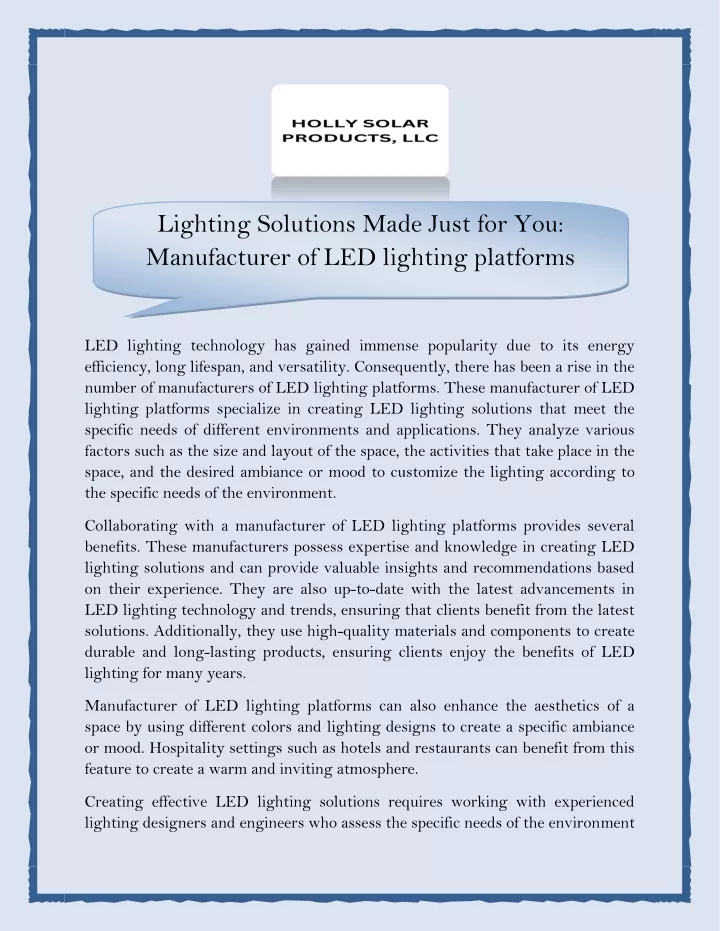 lighting solutions made just for you manufacturer