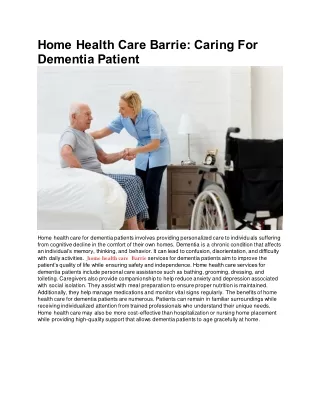 Home Health Care Barrie Caring For Dementia Patient