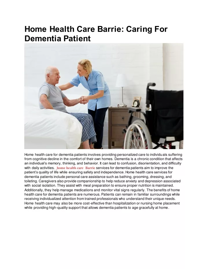 home health care barrie caring for dementia