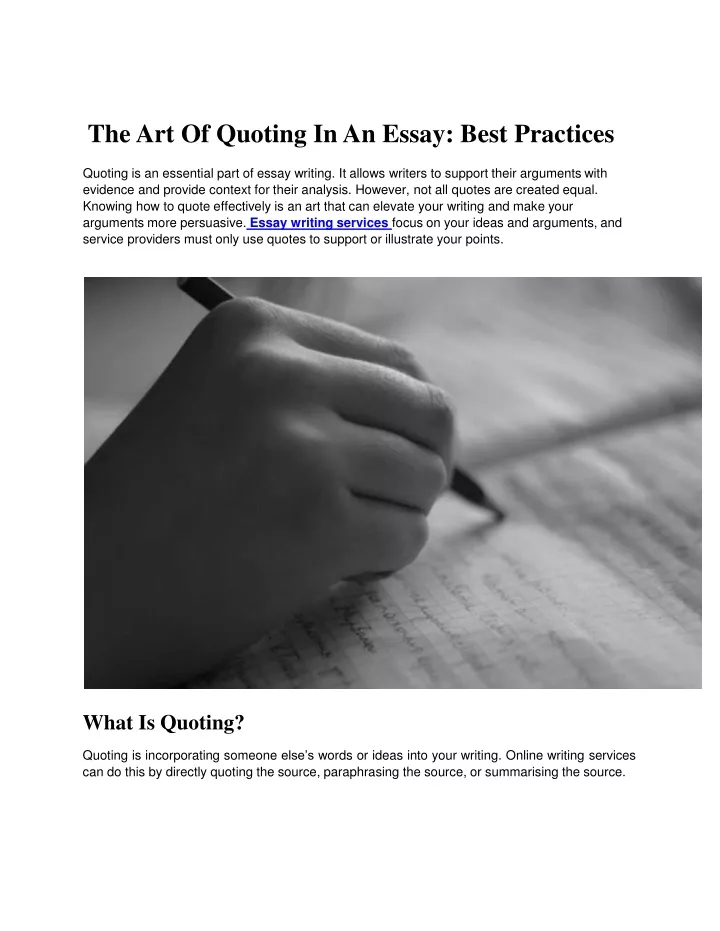 the art of quoting in an essay best practices