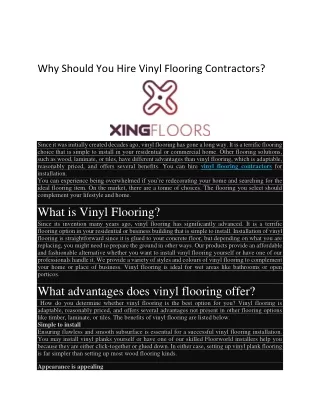 Why Should You Hire Vinyl Flooring Contractors