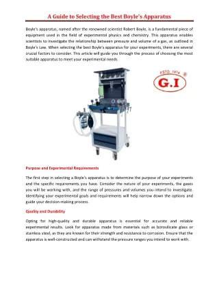 a guide to selecting the best boyle s apparatus