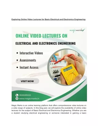 Exploring Online Video Lectures for Basic Electrical and Electronics Engineering