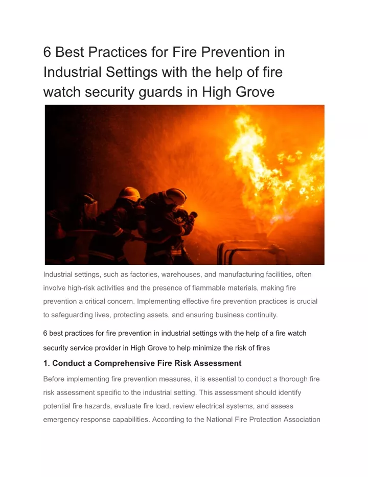 6 best practices for fire prevention