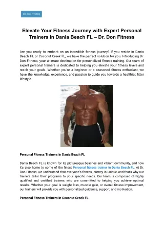 Elevate Your Fitness Journey with Expert Personal Trainers in Dania Beach FL – Dr