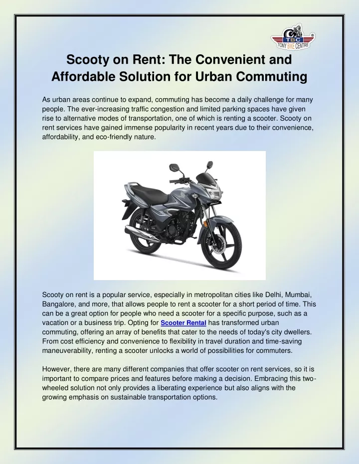 scooty on rent the convenient and affordable
