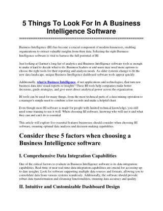 5 things to look for in a business intelligence