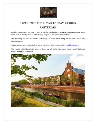 Experience the Ultimate Stay at Bunk Amsterdam