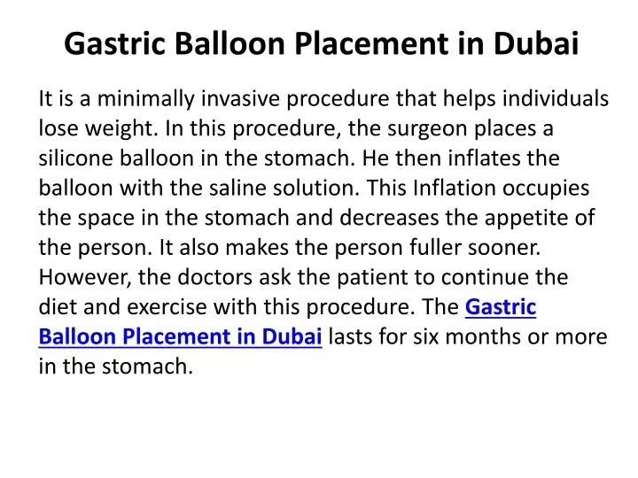 gastric balloon placement in dubai