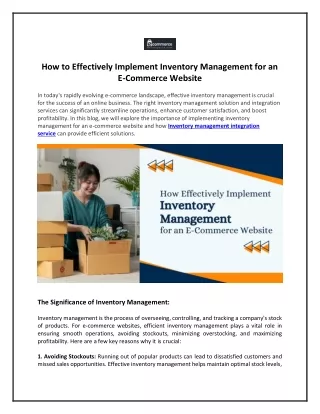 how to effectively implement inventory management