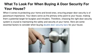 what to look for when buying a door security for your house