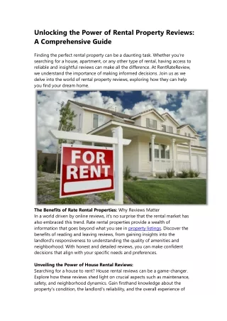 Unlocking the Power of Rental Property Reviews A Comprehensive Guide
