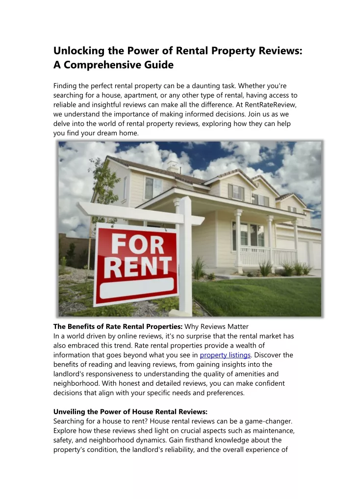 PPT - Unlocking the Power of Rental Property Reviews A Comprehensive Guide PowerPoint 