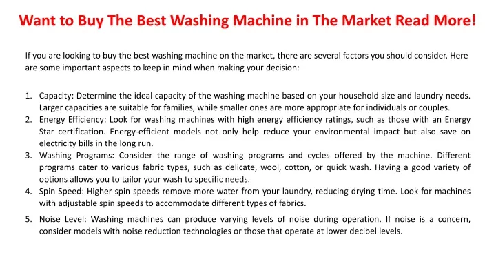 want to buy the best washing machine