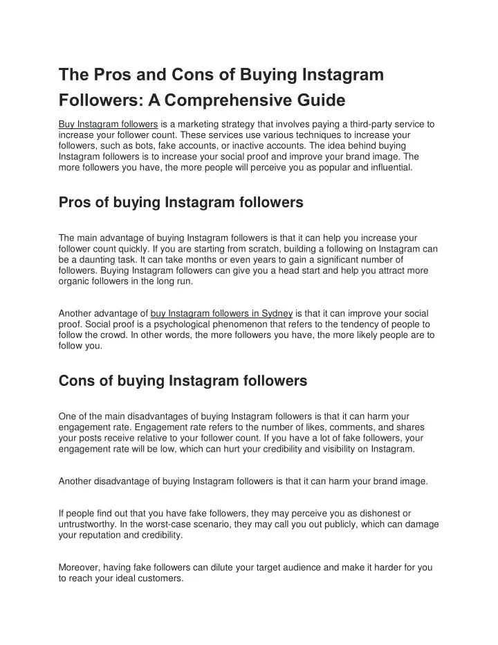 the pros and cons of buying instagram followers